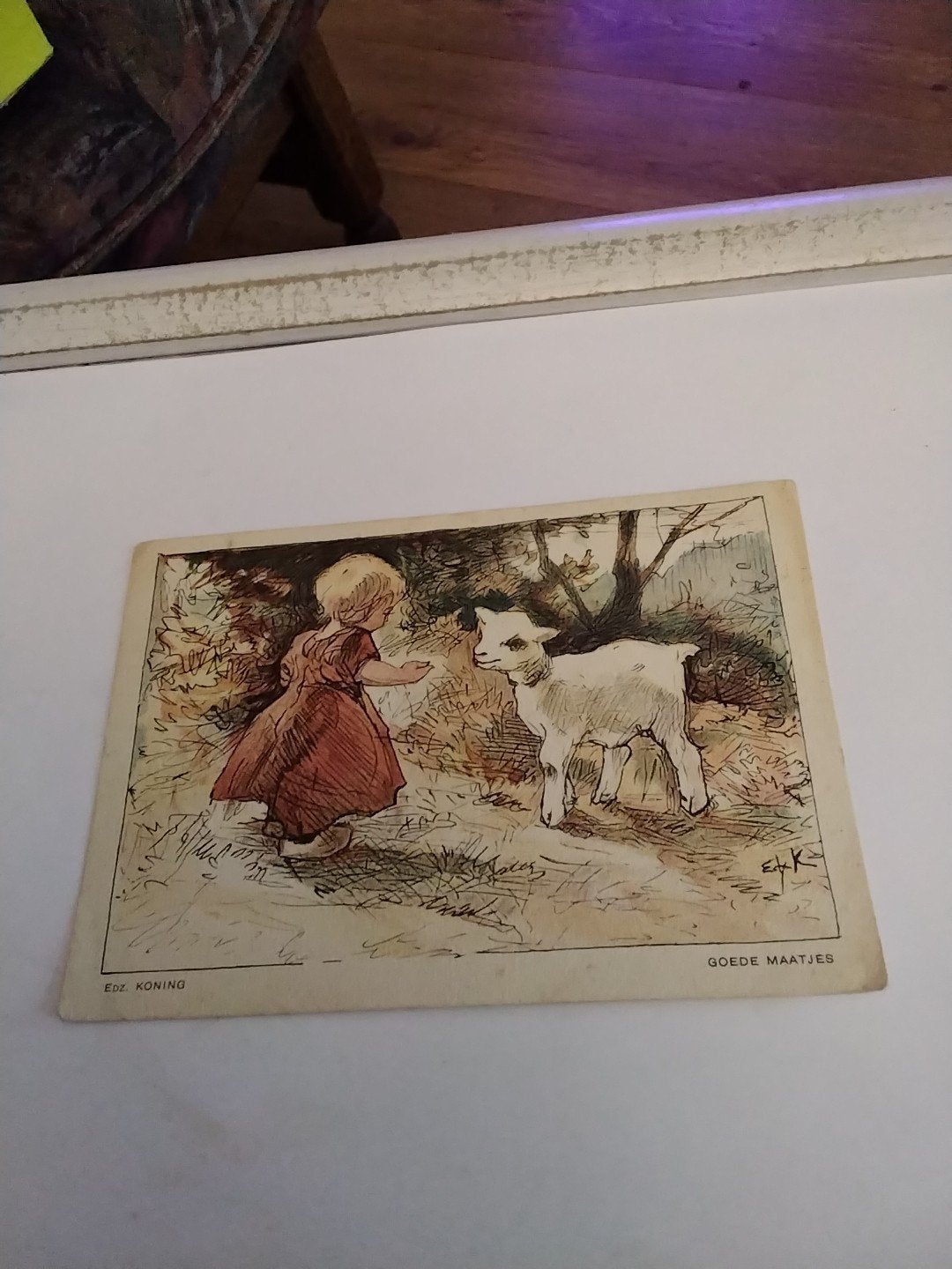 Oude kaart: Meisje met Geit - "Goede Maatjes" EDZ.KONING, Ophalen of Verzenden, 1920 tot 1940, Gelopen, Kinderen