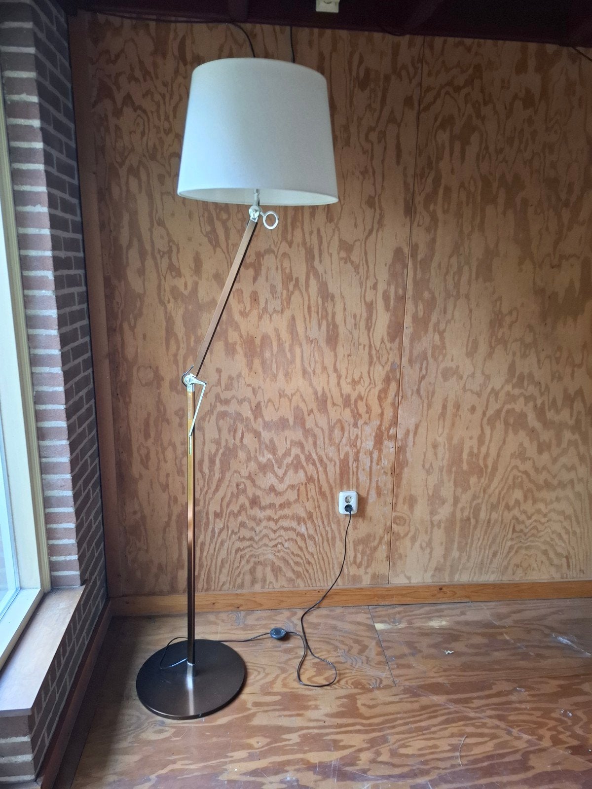 Moderne Vloerlamp met Verstelbare Arm en Stoffen Kap, Ophalen, Gebruikt, Metaal, E27 (groot)