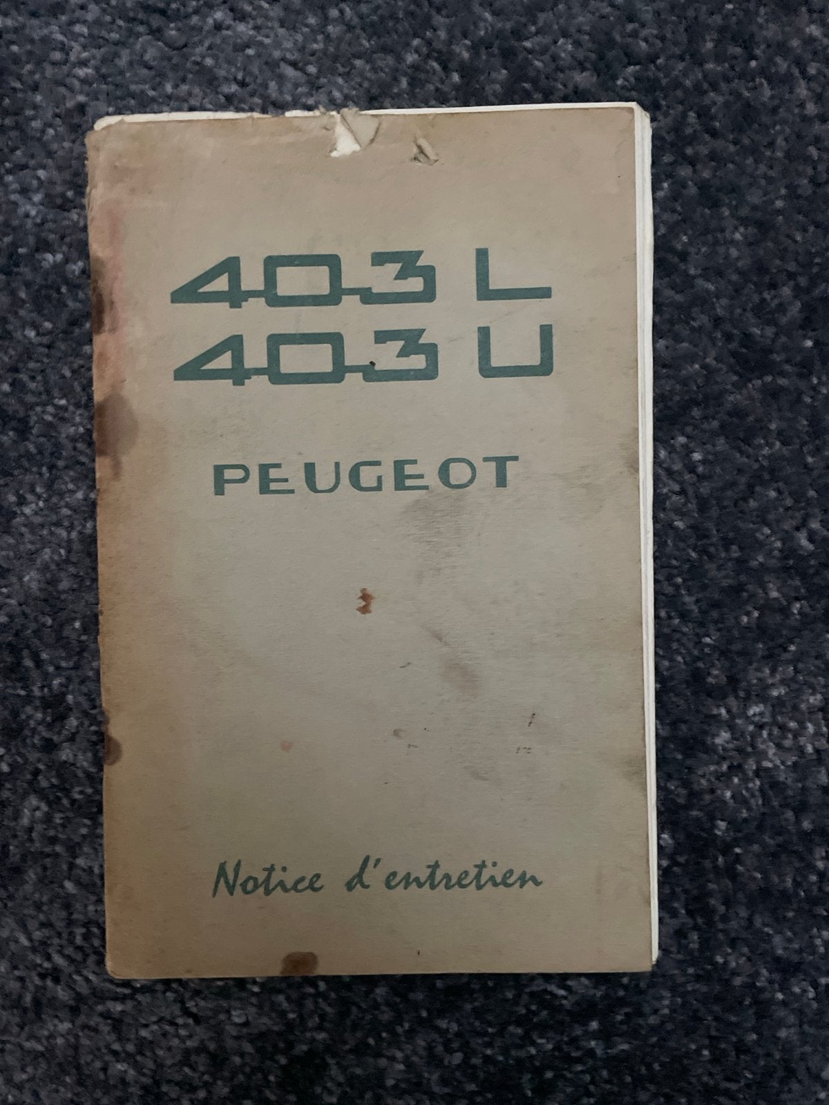 Peugeot 403 L 403 U Handleiding - Origineel, Ophalen of Verzenden, Gelezen, Peugeot