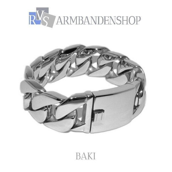 RVS heren armband van zilver staal., Verzenden, Nieuw, Zilver, Staal
