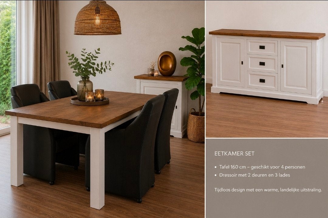 te koop: dressoir kast en eettafel (zonder stoelen), Ophalen, Gebruikt, 150 tot 200 cm, Landelijke stijl