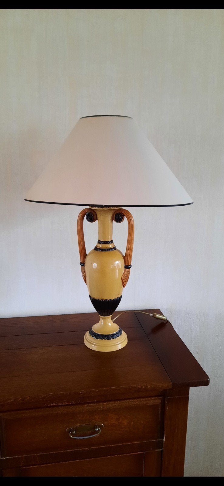 Grote Kullmann keramische tafellamp met ovale kap, Antiek en Kunst, Ophalen of Verzenden