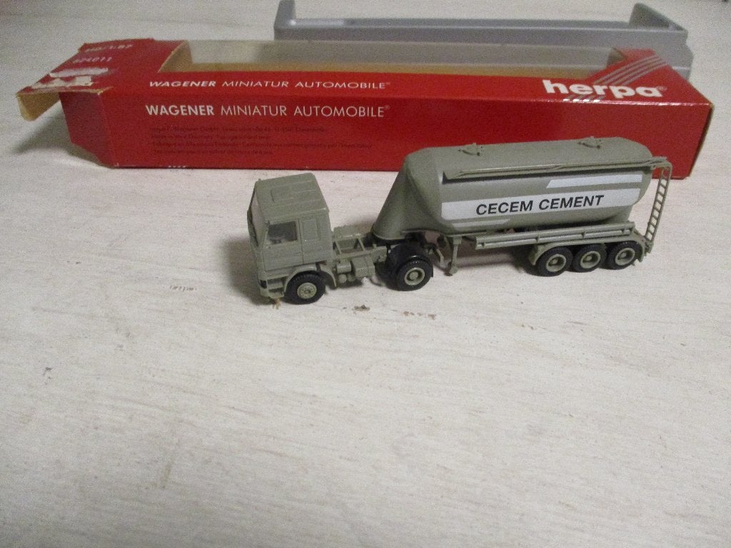Herpa Scania met Cement aanhanger Schaal 1:87, Ophalen of Verzenden, Zo goed als nieuw, Bus of Vrachtwagen, Herpa