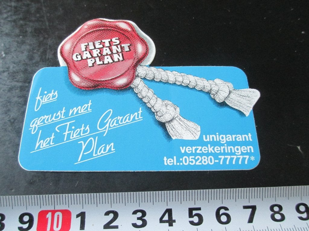 sticker FIETS GARANT PLAN  Unigarant verzekeringen, Ophalen, Zo goed als nieuw