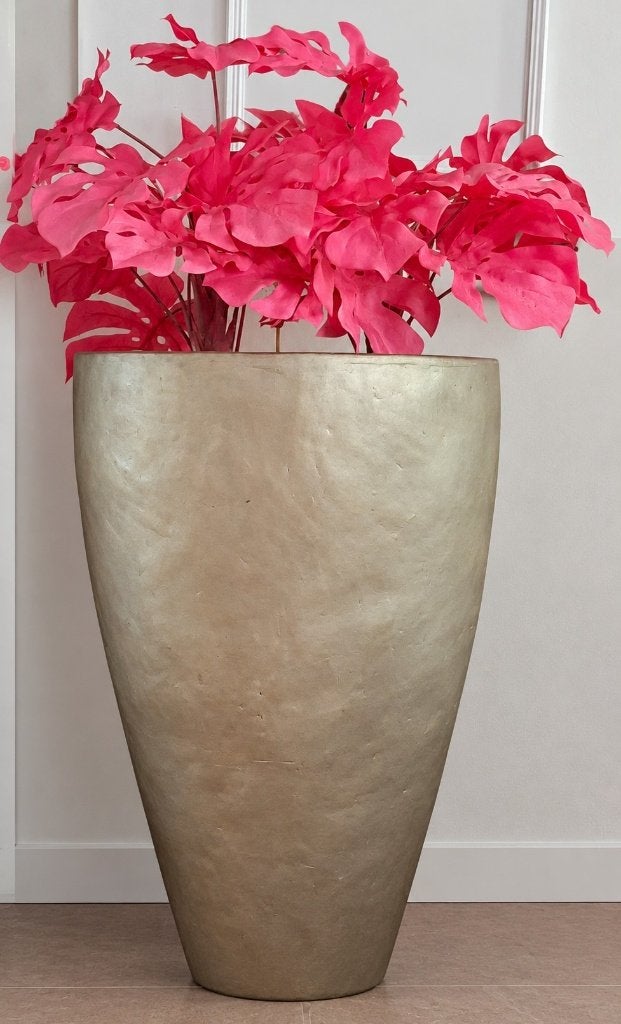 Prachtige XL champagne/goudkleurige bloempot keramiek 77 cm, Tuin en Terras, Ophalen, 40 cm of meer, Rond, Binnen