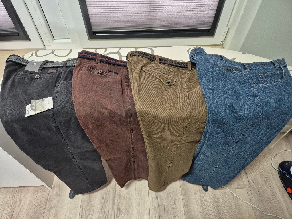 4 Meyer heren broeken maat 56(3x) maat 27(1x), Ophalen of Verzenden, Zo goed als nieuw, Maat 56/58 (XL), Overige kleuren