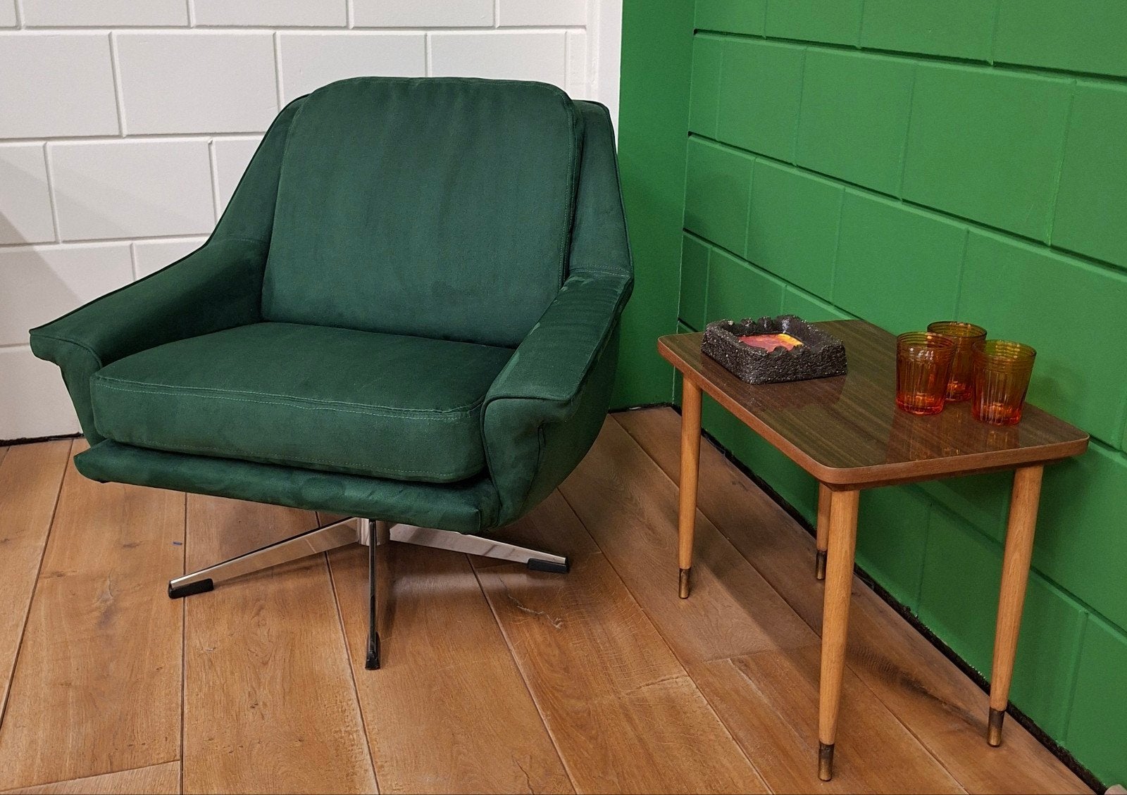 Vintage Fauteuil, Draaifauteuil, Midcentury, Nieuwstaat, Huis en Inrichting, Vintage Midcentury Jaren 60/70, 75 tot 100 cm, Ophalen of Verzenden