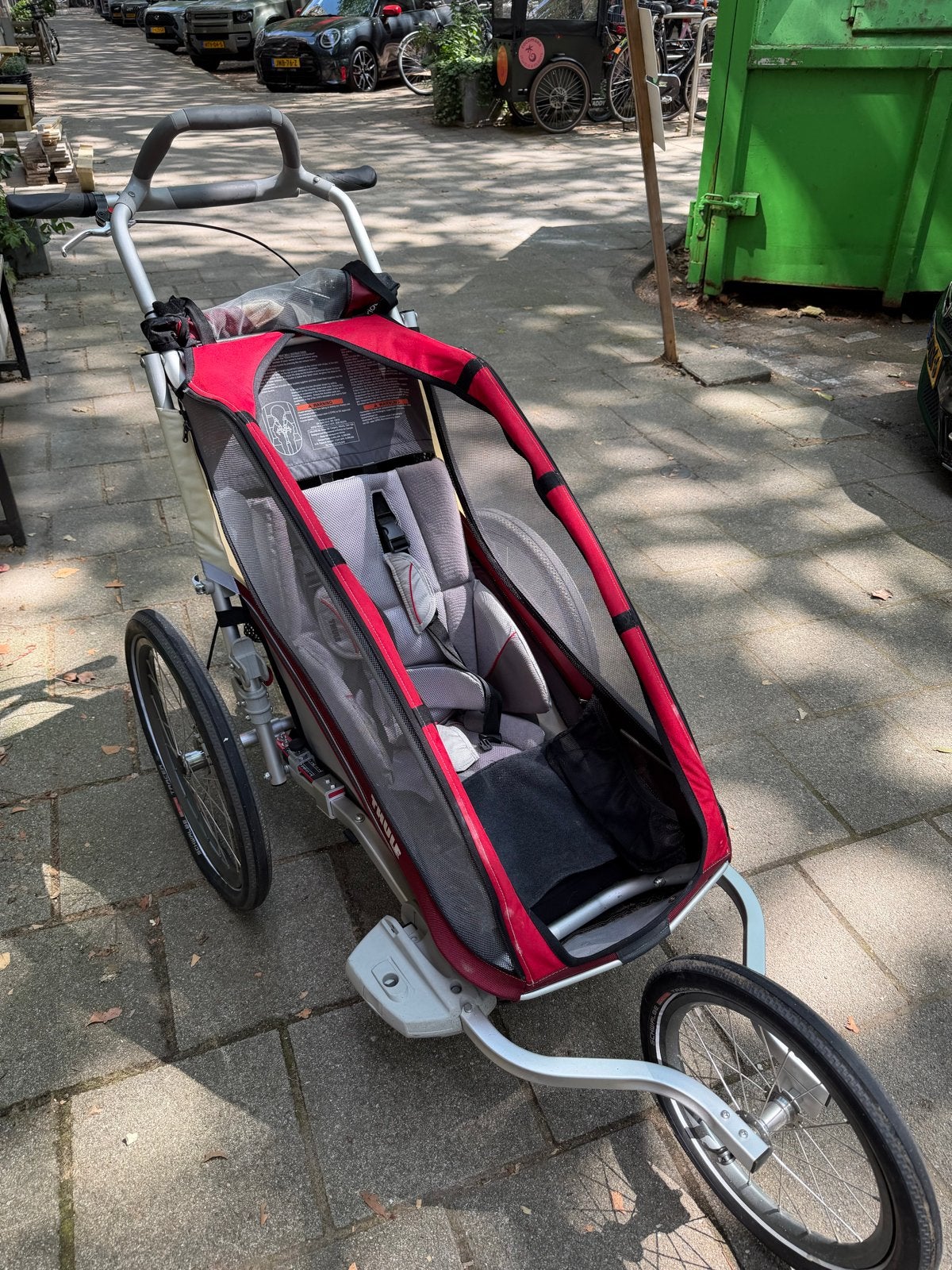 Thule Chariot CX1 Kinderwagen/Fietskar - Rood, Gebruikt, Luchtbanden, Combiwagen, Ophalen