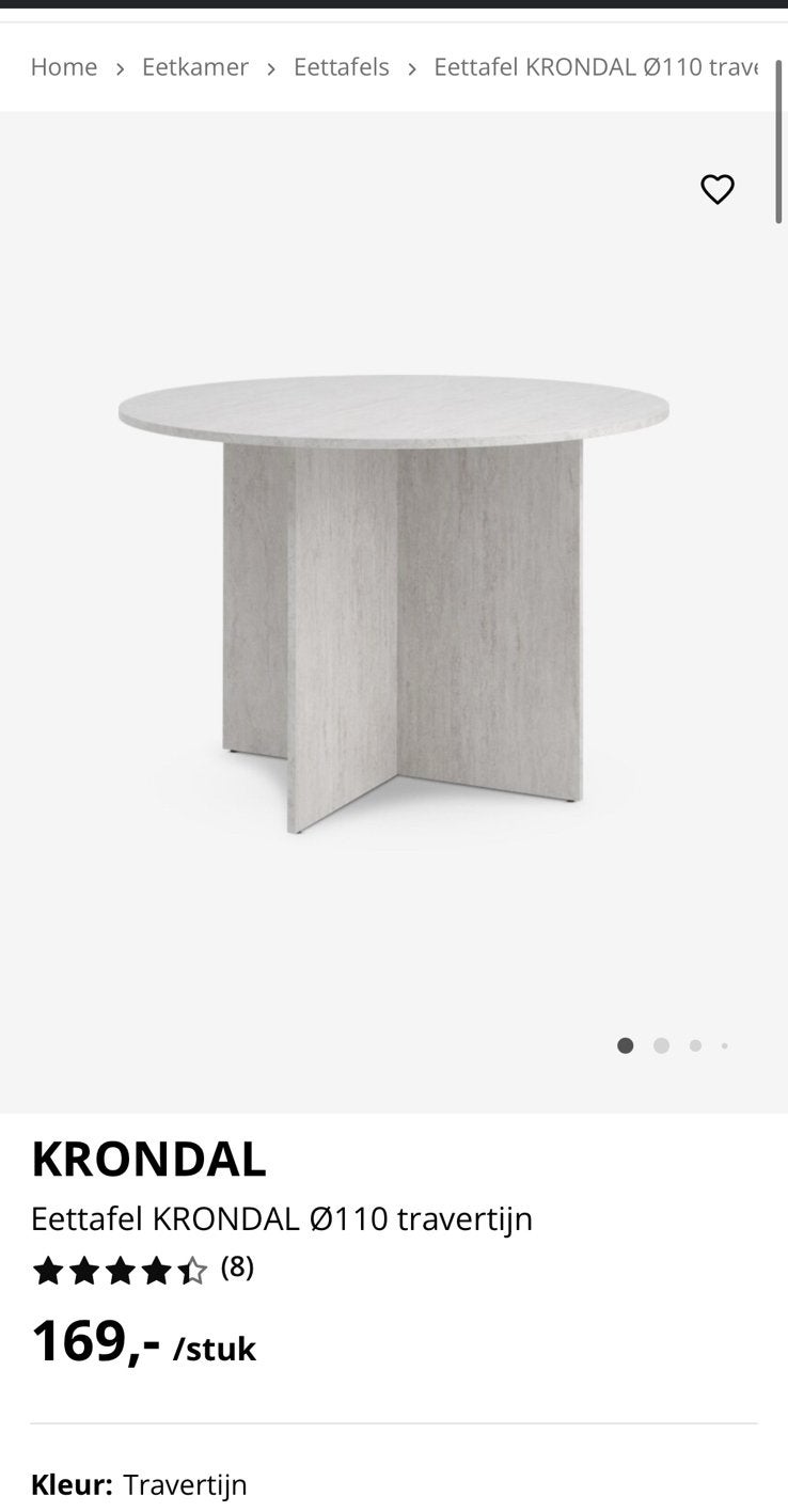 Eettafel KRONDAL Jysk, Overige materialen, 100 tot 150 cm, Rond, 50 tot 100 cm