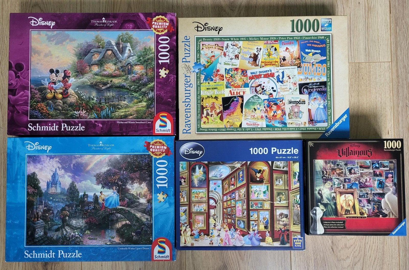 Verschillende 1000st Disney puzzels, Ophalen, 500 t/m 1500 stukjes, Zo goed als nieuw, Legpuzzel