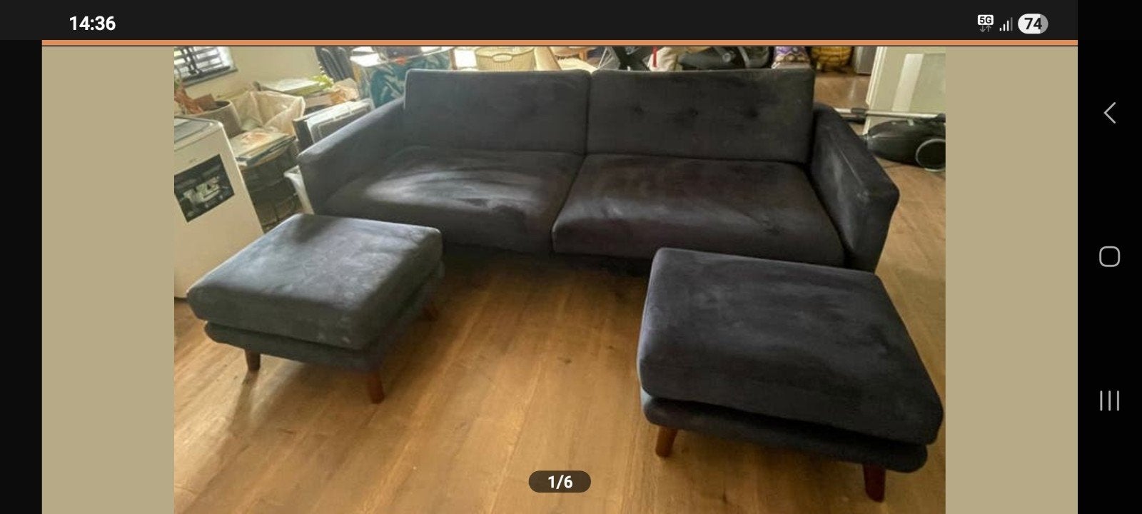 Blauwe bank moet nu weg! GRATIS, Huis en Inrichting, Ophalen of Verzenden, Gebruikt, 75 tot 100 cm