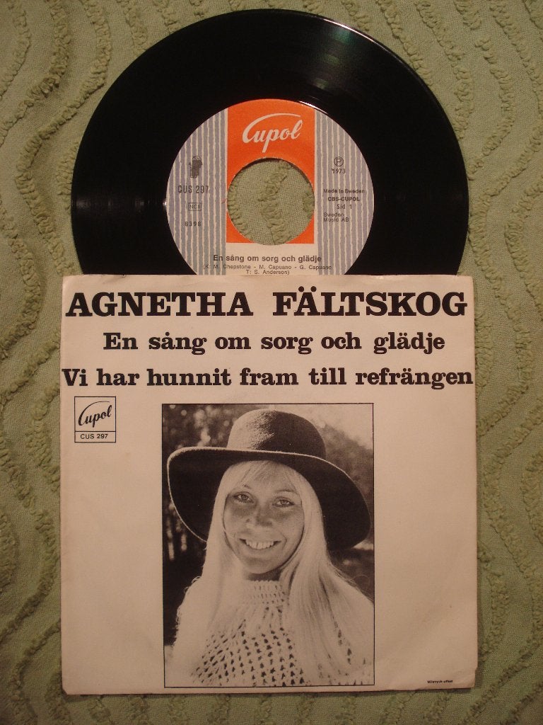 Agnetha Fältskog 7" Vinyl: ‘En sång om sorg och glädje’ ABBA, Ophalen of Verzenden, Zo goed als nieuw, 7 inch, Pop