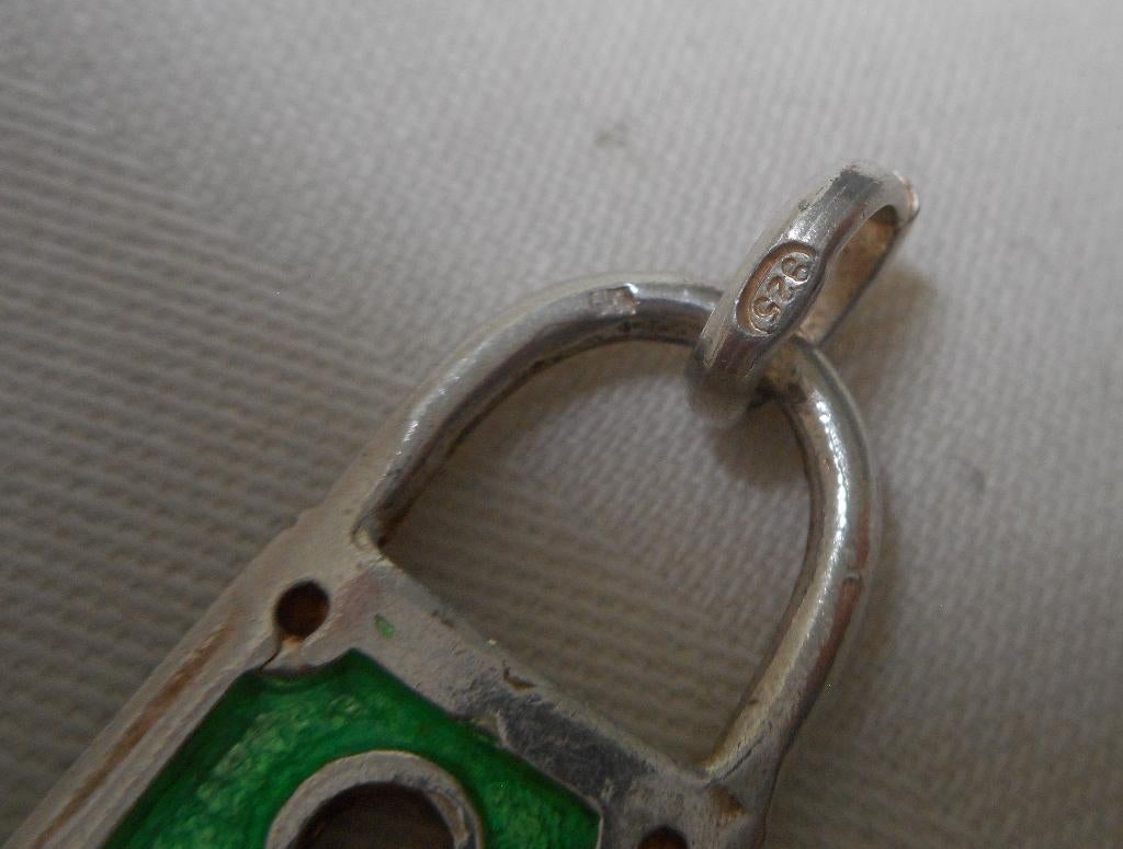 Zilveren vintage hanger hangslot nr.505, Verzenden, Zo goed als nieuw, Zilver, Zilver