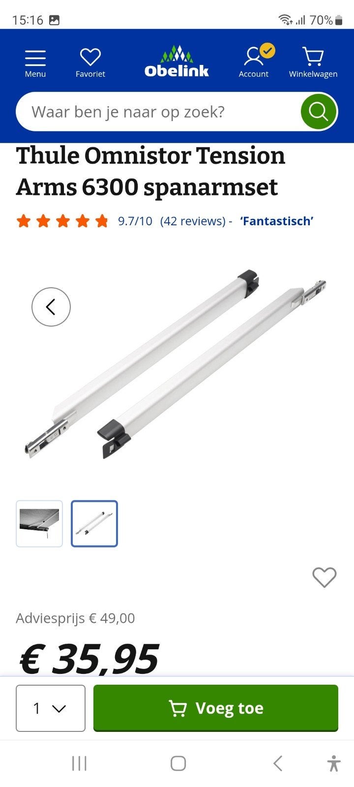 Thule Omnistor Tension Arms 6300 spanarmset, Caravans en Kamperen, Ophalen, Nieuw