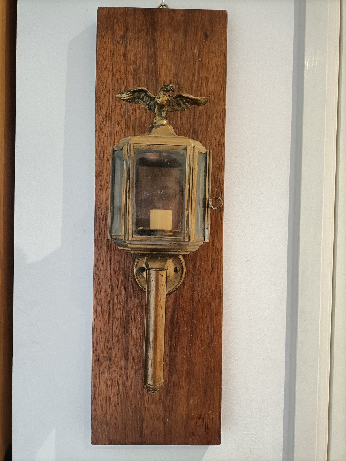 Antieke koets lamp met adelaar. Vintage koperen lamp, Ophalen