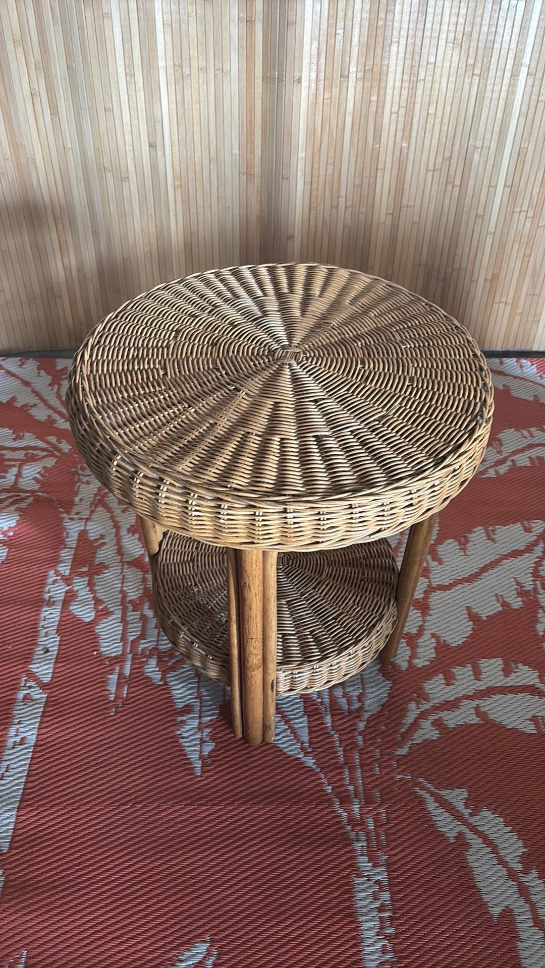 Rotan bamboe tafeltje, 45 tot 60 cm, Minder dan 55 cm, Rond, Ophalen of Verzenden