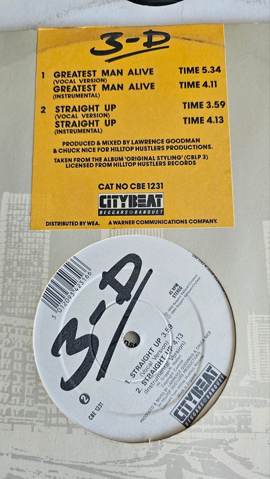 3-D (Three Times Dope) - Greatest Man Alive / Straight Up, Ophalen of Verzenden, 12 inch
