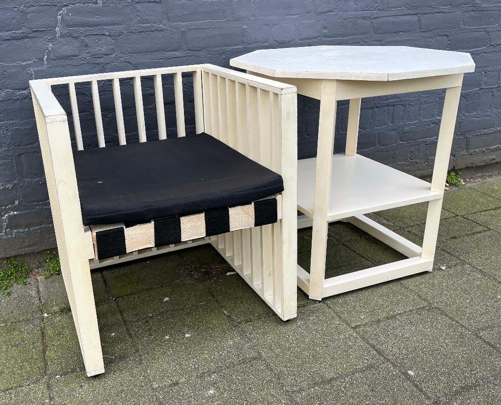 Hoffman Purkersdorf fauteuil en tafel, Antiek en Kunst, Kunst | Designobjecten, Ophalen
