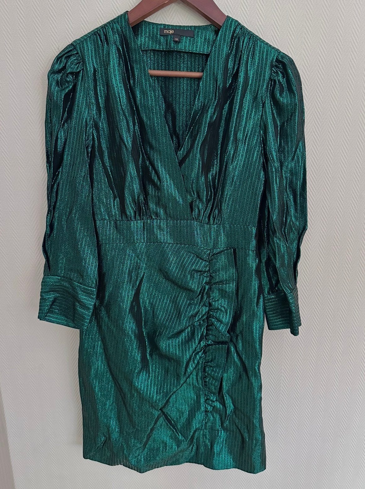 Maje Designer Jurk Maat 38 Groen Metallic Glitter Nieuw, Maat 38/40 (M), Nieuw, Ophalen of Verzenden, Boven de knie