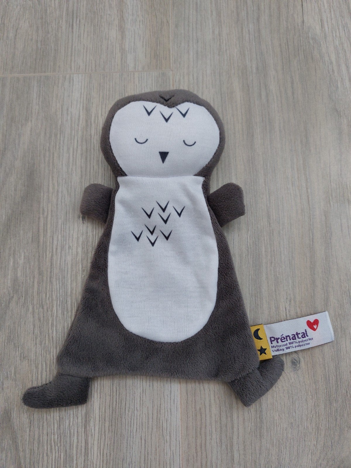 Knuffel knuffeldoekje prenatal uil grijs L1279, Ophalen of Verzenden, Zo goed als nieuw