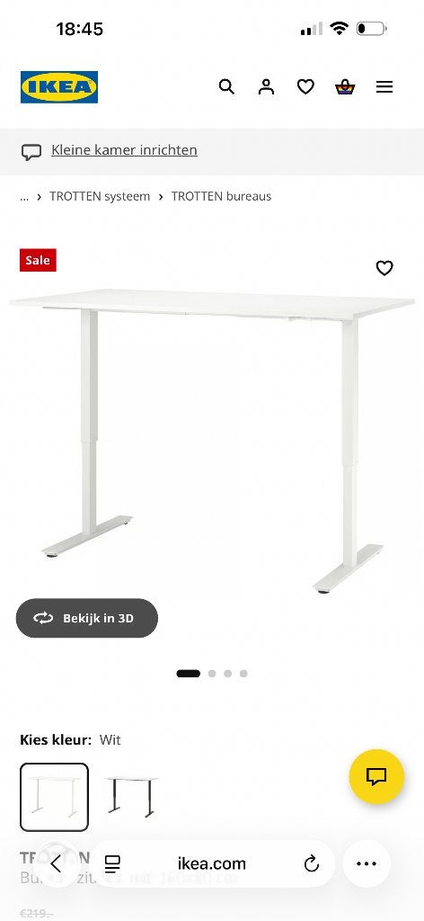 Trotten zit sta bureau 160x80, Ophalen, Zit-sta bureau, 160 cm, In hoogte verstelbaar