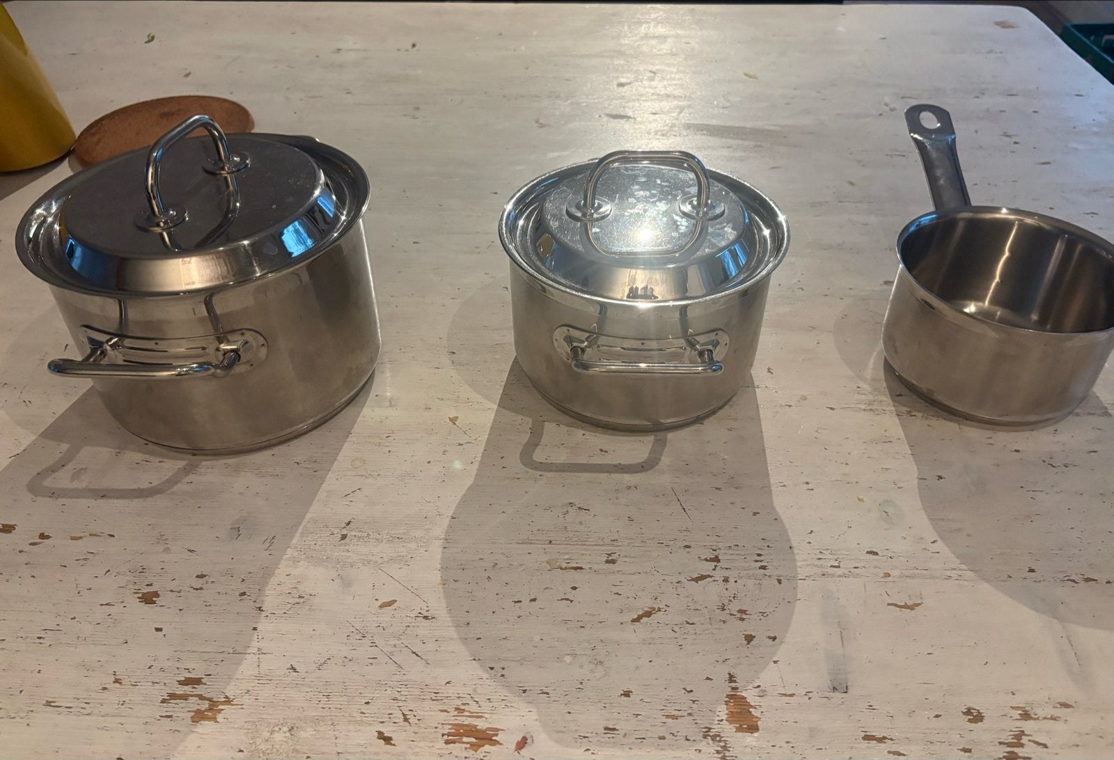 SIGG Pannenset RVS - 2 kookpannen en 1 steelpan, Ophalen, Gebruikt, Met deksel, Pannenset