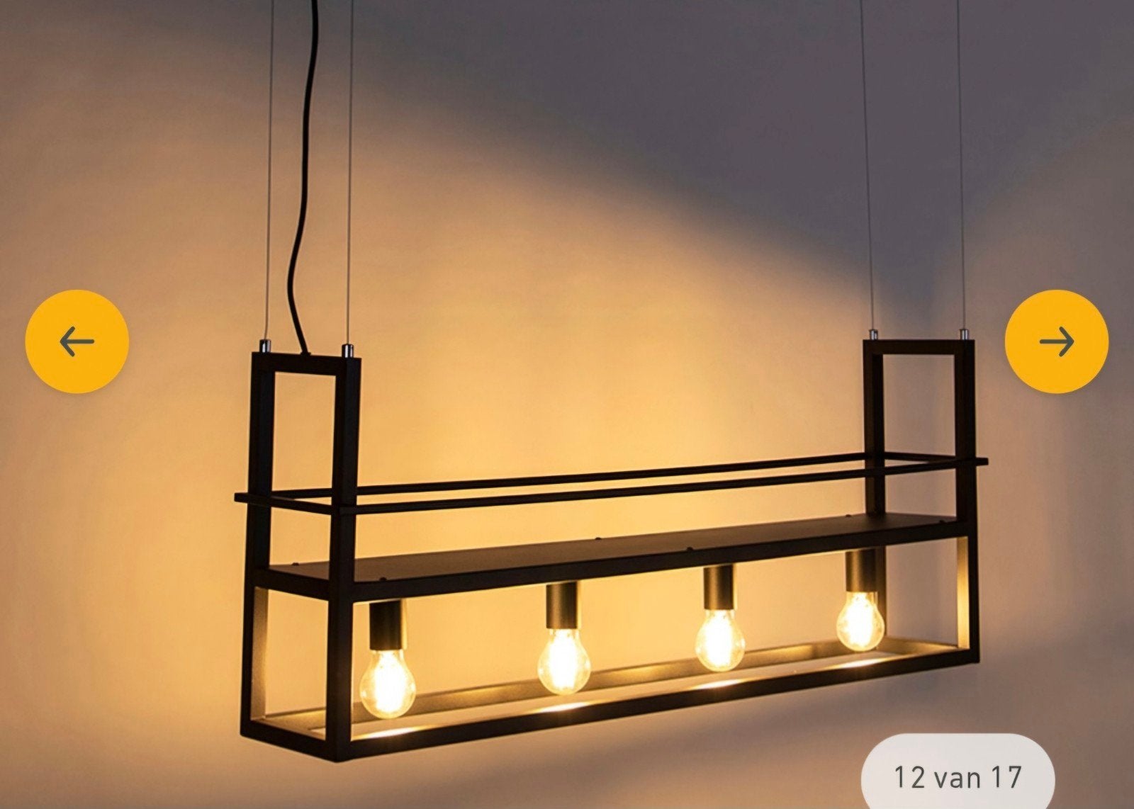 industriële hanglamp zwart met 4 lichtpunten, Huis en Inrichting, Ophalen, E27 (groot), Zo goed als nieuw, Metaal