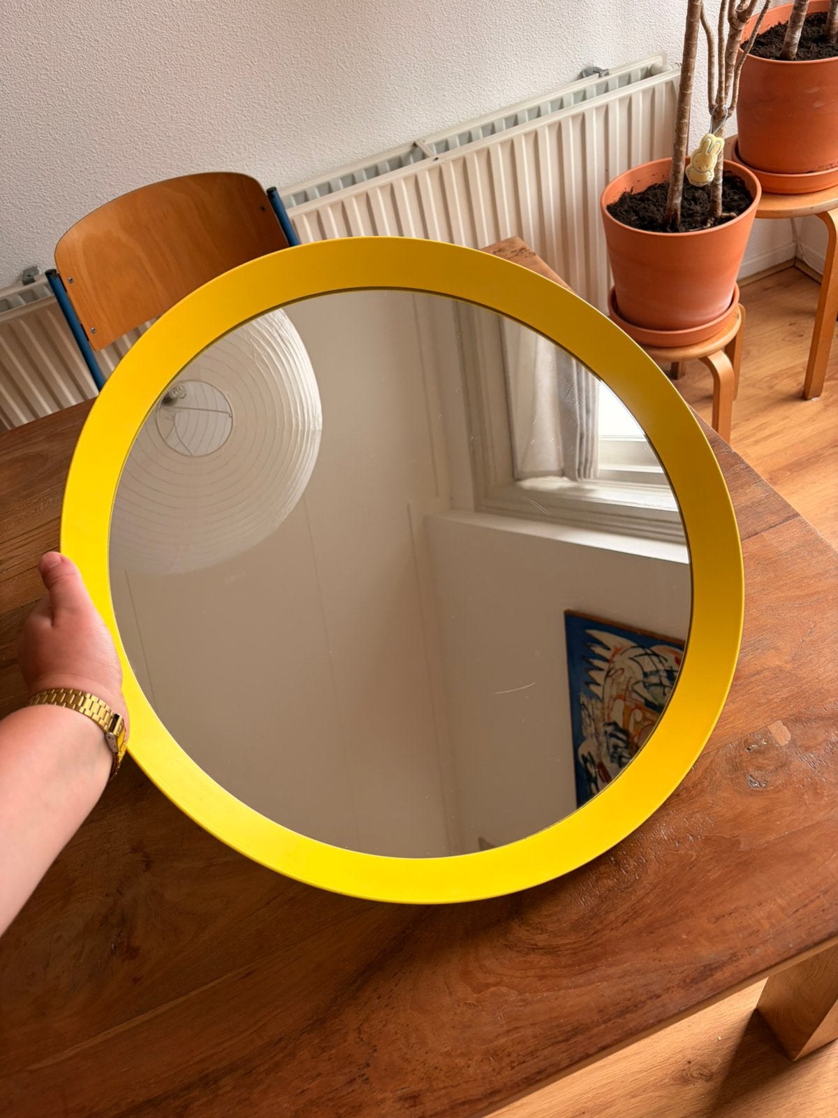Ikea langesund spiegel design Ola Wihlborg 2015 |vintage, Ophalen, Minder dan 50 cm, Rond, Zo goed als nieuw