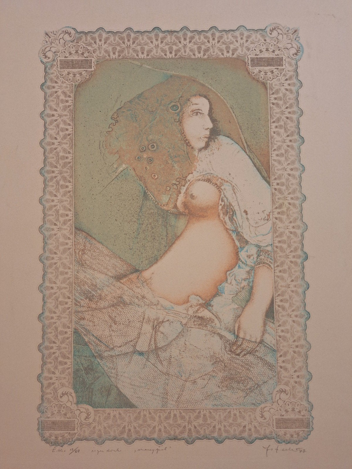 Lithografie naakt door Georg Hadeler -, Antiek en Kunst, Kunst | Litho's en Zeefdrukken, Lithografie, Gelimiteerde oplage, Genummerd