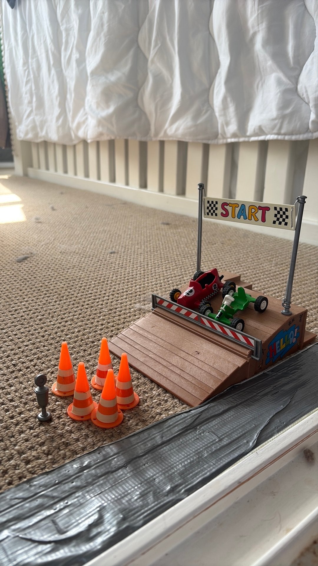 Playmobil racebaan met twee raceauto's, Kinderen en Baby's, Speelgoed | Playmobil, Ophalen of Verzenden, Gebruikt, Complete set