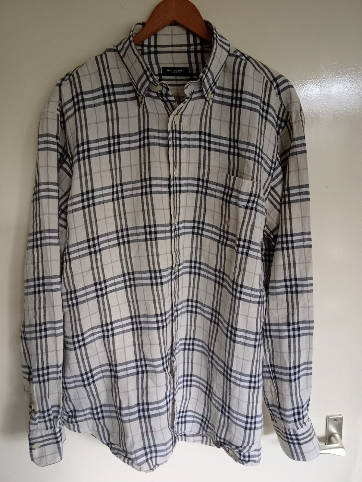 Burberry London linnen geruit overhemd - Zo goed als nieuw, Burberry London, Meerkleurig, Ophalen of Verzenden, Zo goed als nieuw