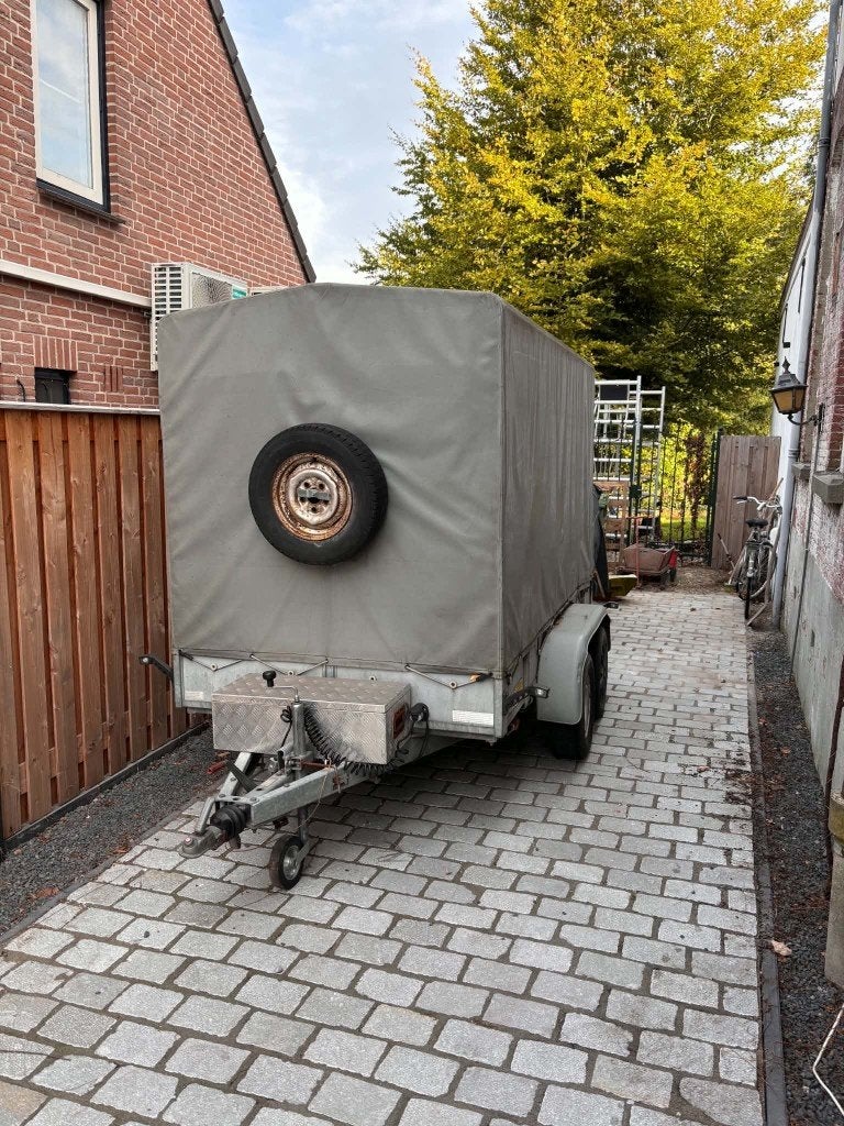 Aanhangwagen met huif (Saris FB3020 AKH), Ophalen, Gebruikt