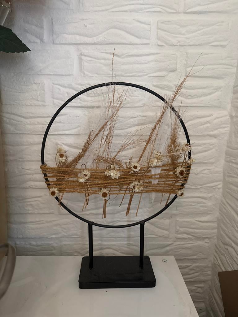Decoratieve droogstuk met metalen standaard, Huis en Inrichting, Ophalen of Verzenden, Zo goed als nieuw