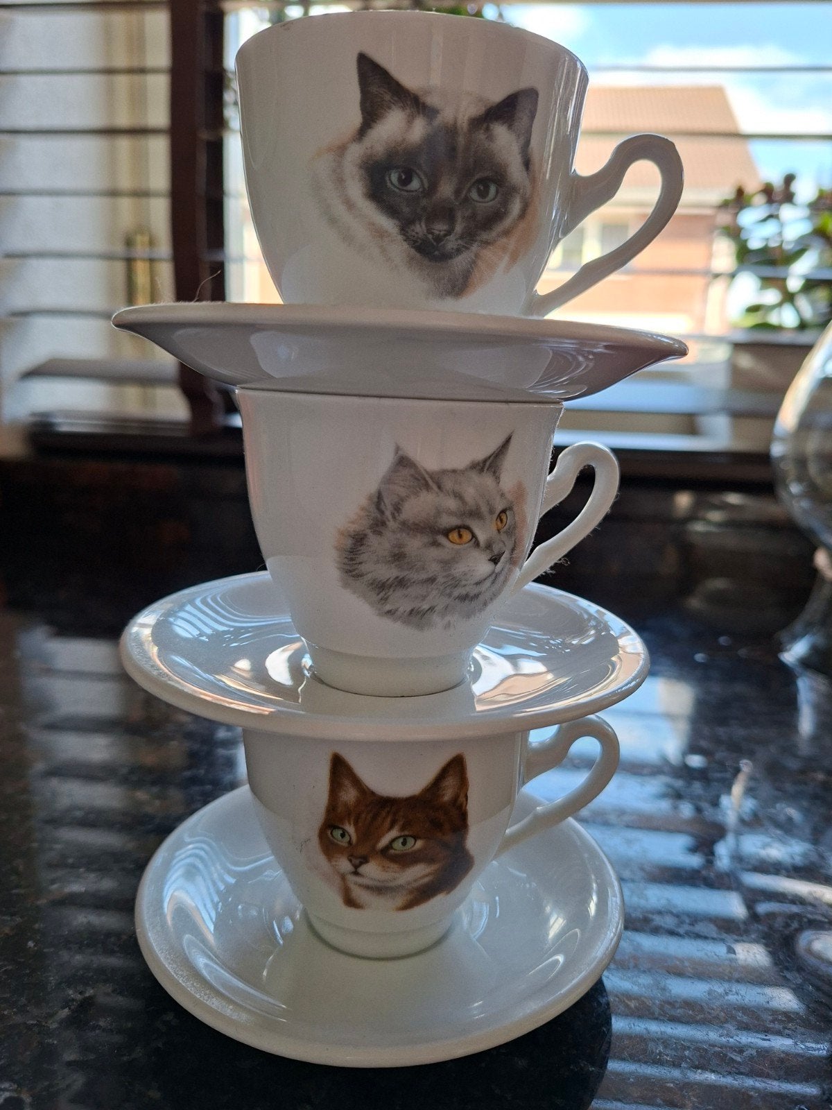 Set van 3 Royal Schwabab Porseleinen kopjes met schotel, Huis en Inrichting, Keuken | Servies, Ophalen of Verzenden, Porselein