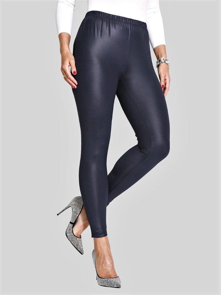 Blauwe Leatherlook legging maat S/M en M/L (126), Legging, Blauw, Nieuw, Overige maten
