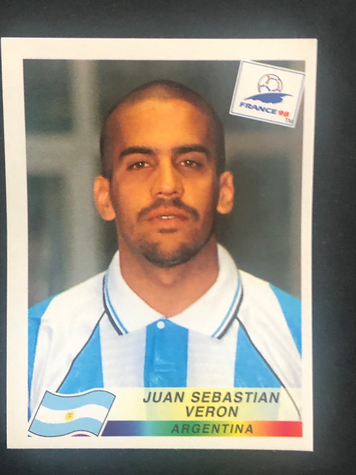 Panini France 98 WK Voetbal Plaatje Juan Sebastian Veron, Ophalen of Verzenden, Zo goed als nieuw, Plaatje