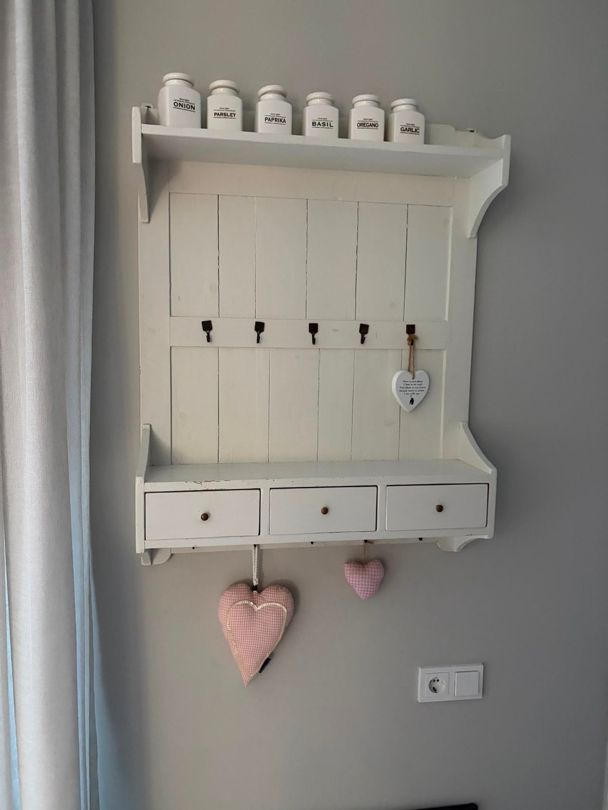 Zwaar wandrek off-white met lades en haken incl accessoires, Gebruikt, Minder dan 100 cm, Hout, Ophalen