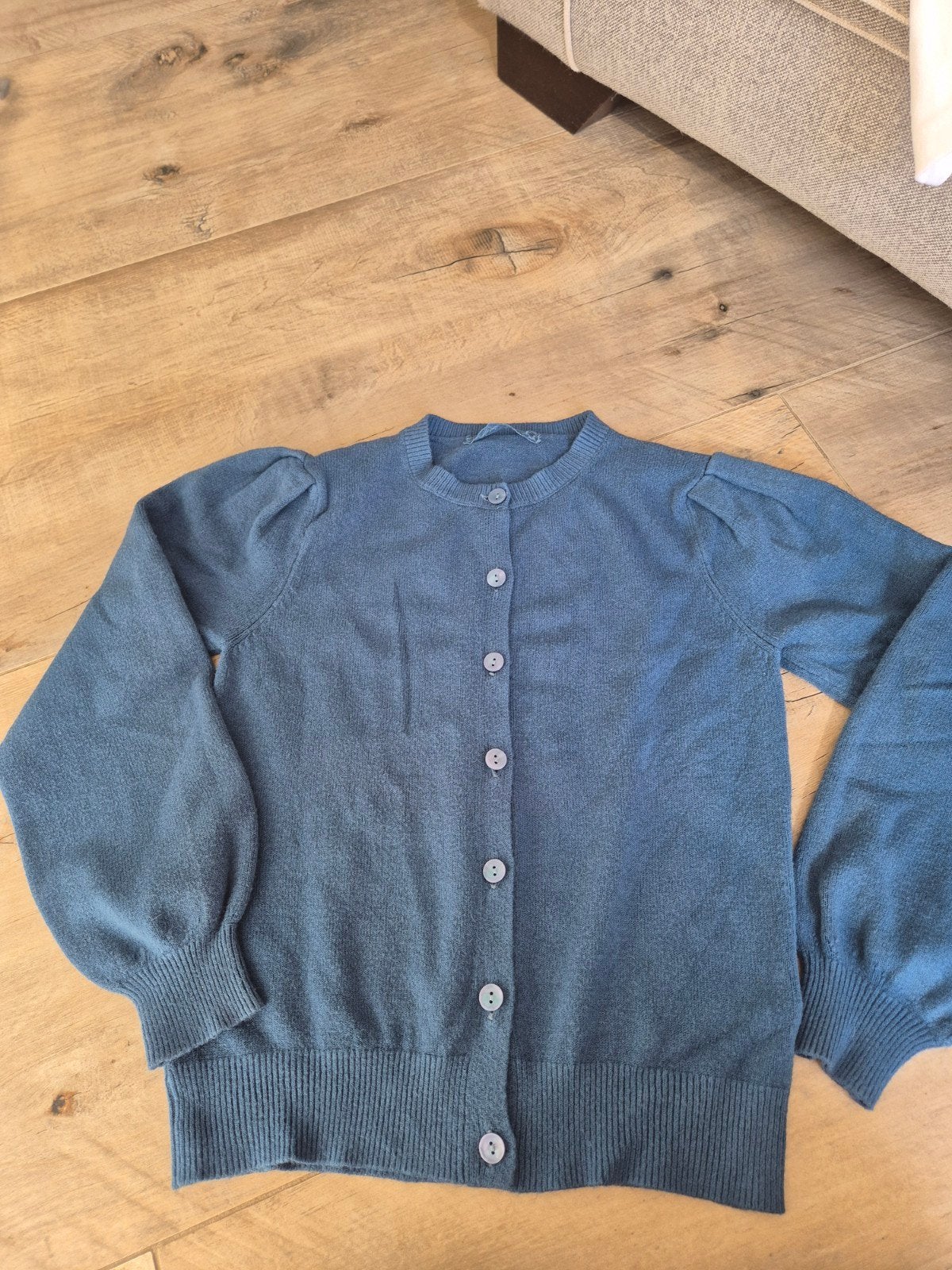 Blauw vest met pofmouwen - Maat M, Maat 38/40 (M), Blauw, Ophalen of Verzenden, Onbekend