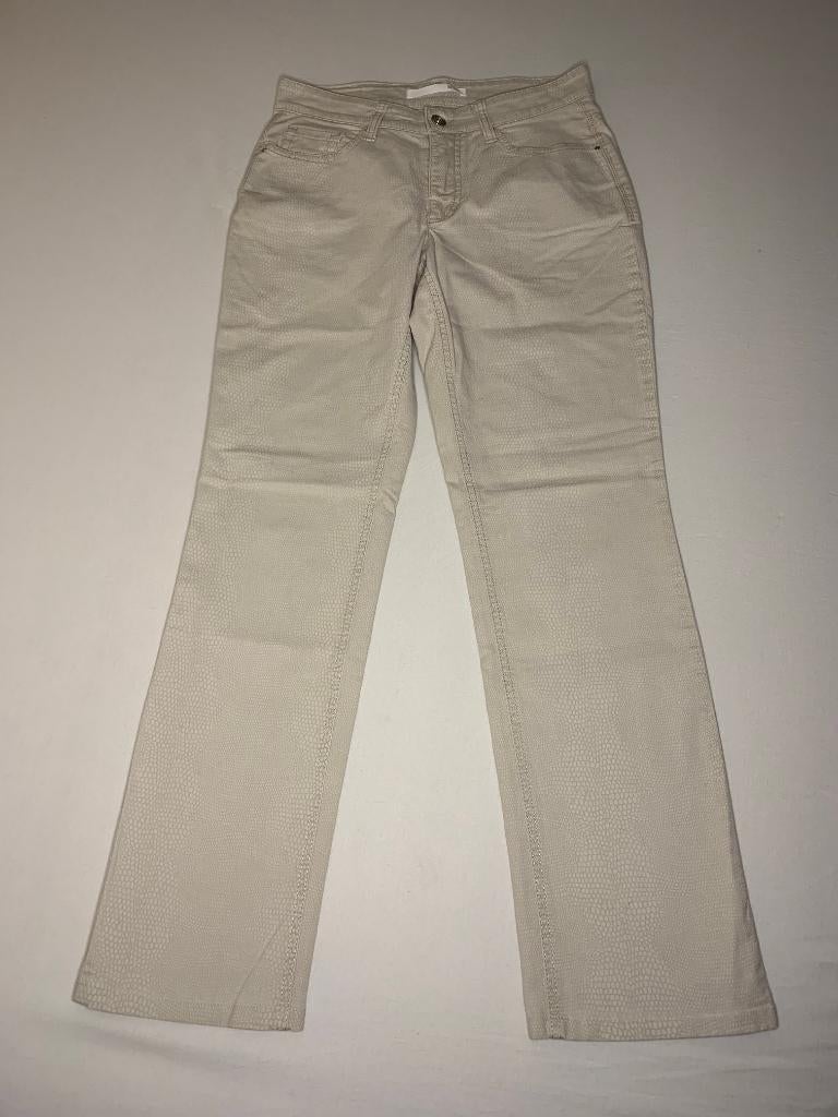 MAC broek met print S in ~~nieuw~~ staat, Verzenden, Beige, Zo goed als nieuw, Maat 36 (S)