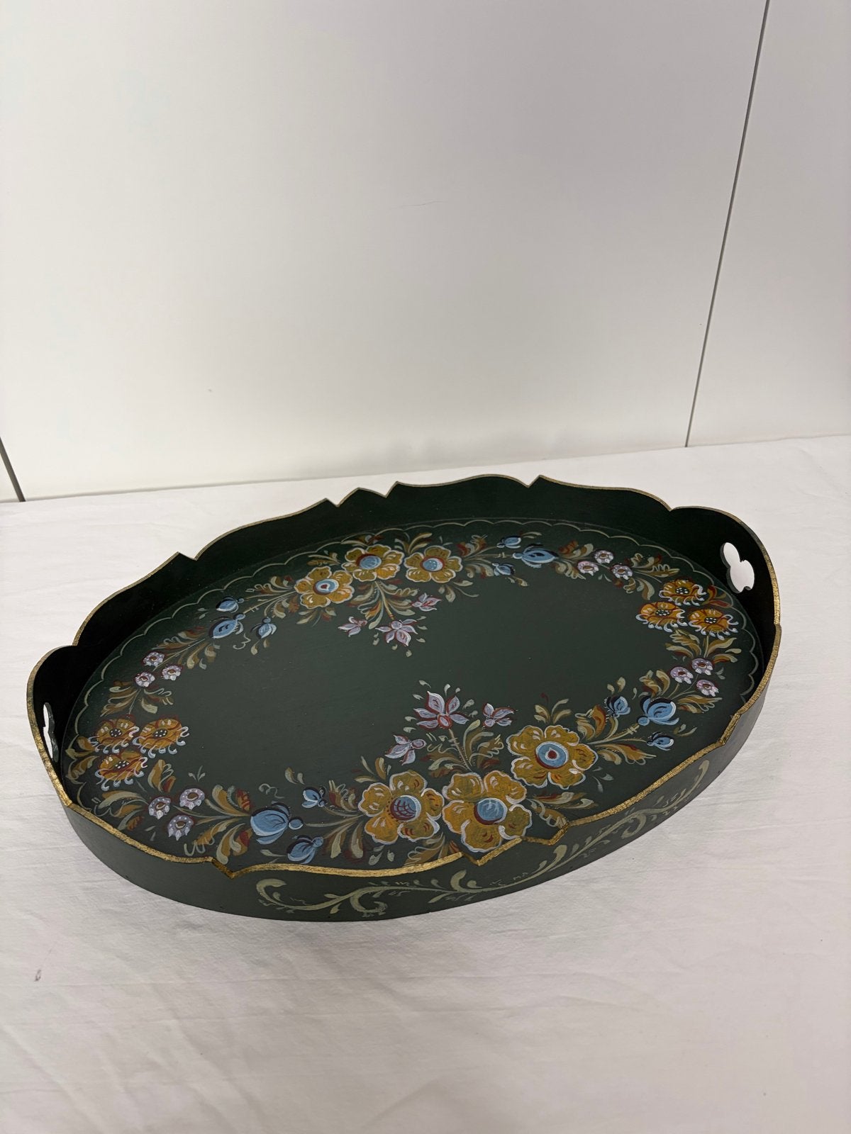 Ovale Hindelooper dienblad met bloemmotief, Antiek en Kunst, Ophalen of Verzenden