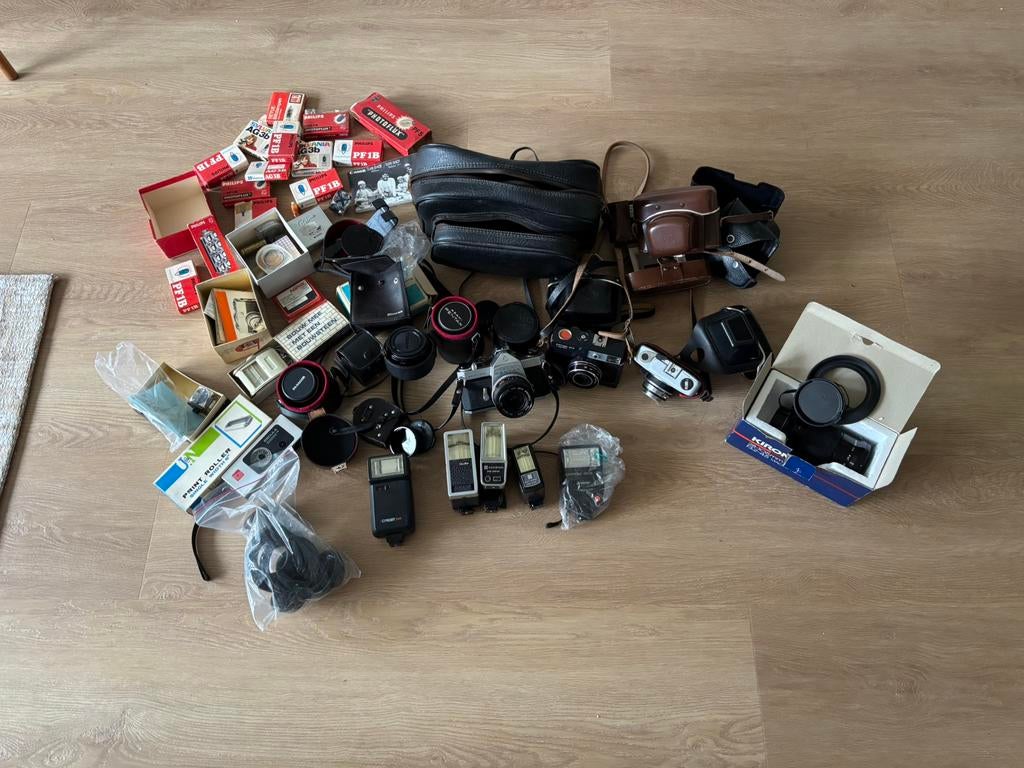 Complete set oude camera’s + accessoires (pentax, Beirette), Ophalen of Verzenden, Gebruikt
