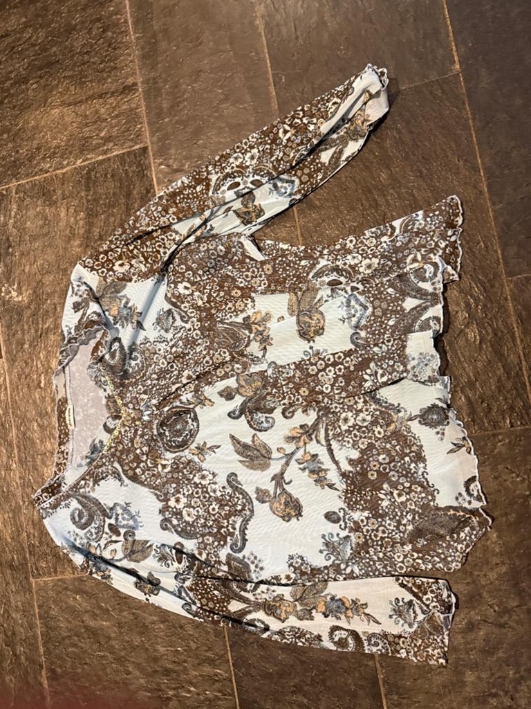 Gerry Weber top met lange mouwen en paisley print, Maat 38/40 (M), Bruin, Ophalen of Verzenden, Lange mouw