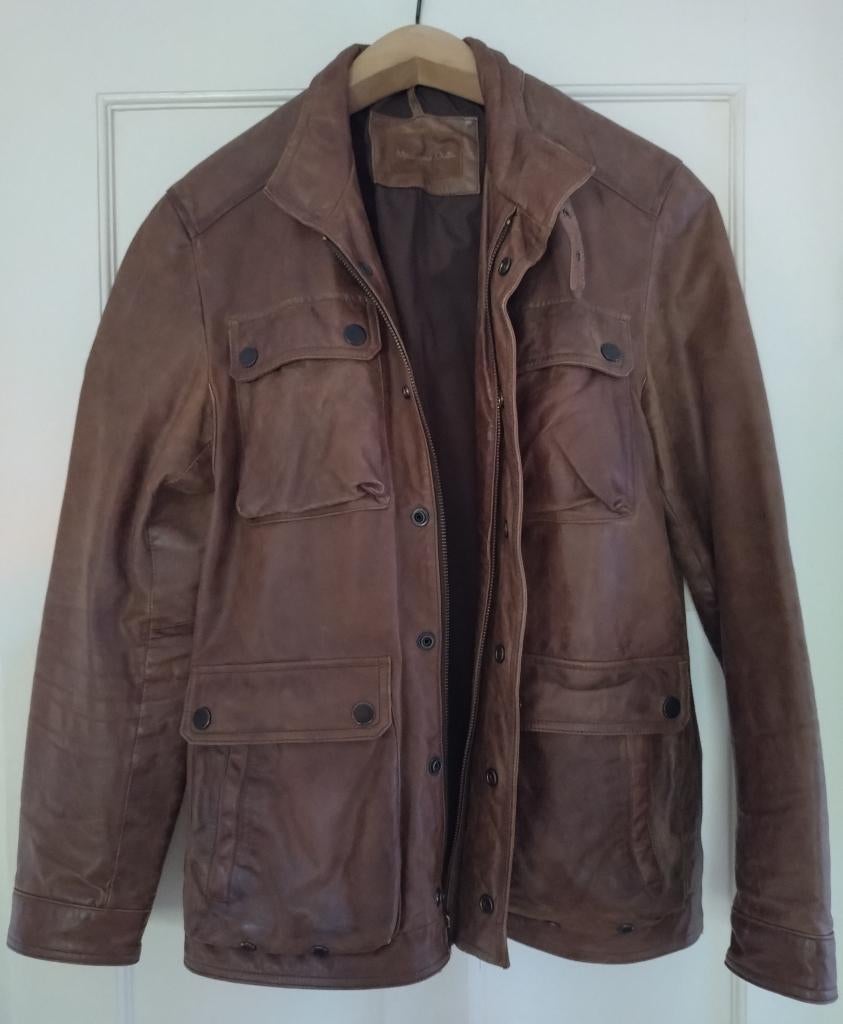Massimo Dutti leren jack maat L, Maat 52/54 (L), Bruin, Ophalen of Verzenden, Zo goed als nieuw