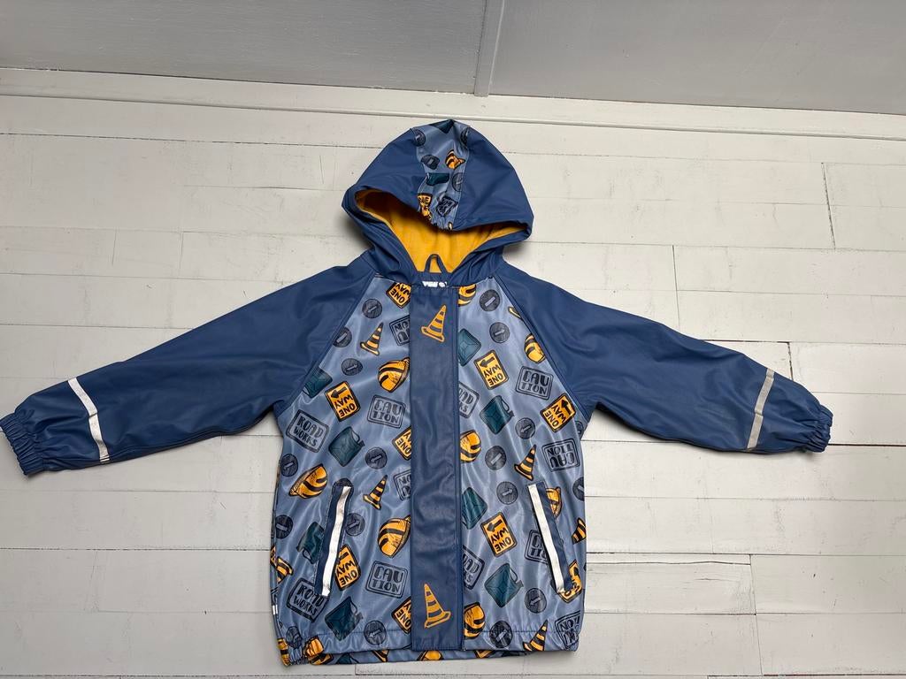 Gevoerde regenjas blauw/geel mt 110-116, Ophalen, Gebruikt, Jongen of Meisje