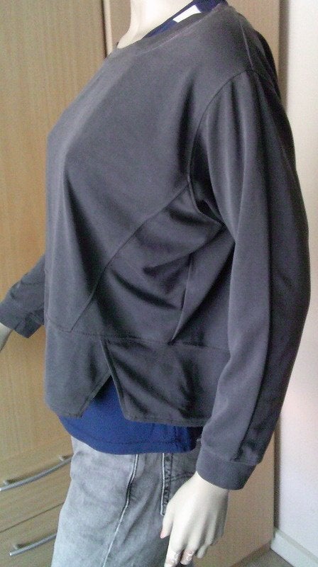 Simple Amsterdam grijze korte wijdvallende dunne sweater S, Verzenden, Gedragen, Maat 36 (S), Grijs