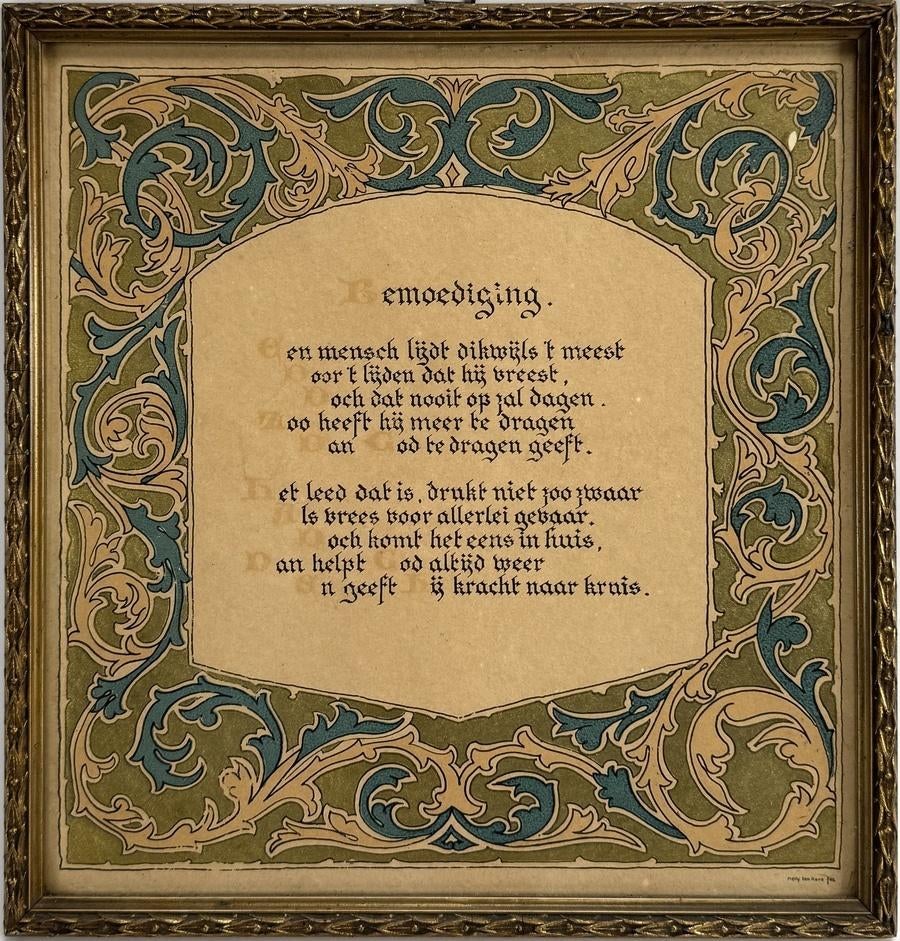 1388. Art Nouveau tekening, Nelly ten Have – Bemoediging, Antiek en Kunst, Ophalen of Verzenden