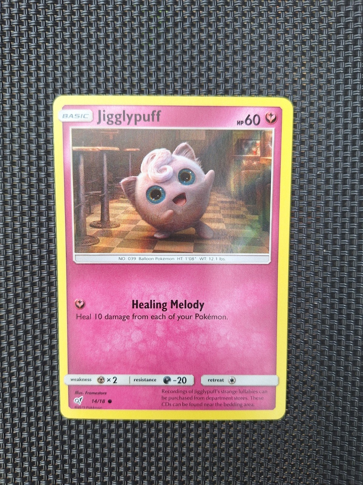 Pokemon Jigglypuff 14/18 holo, Ophalen of Verzenden, Zo goed als nieuw, Losse kaart, Foil
