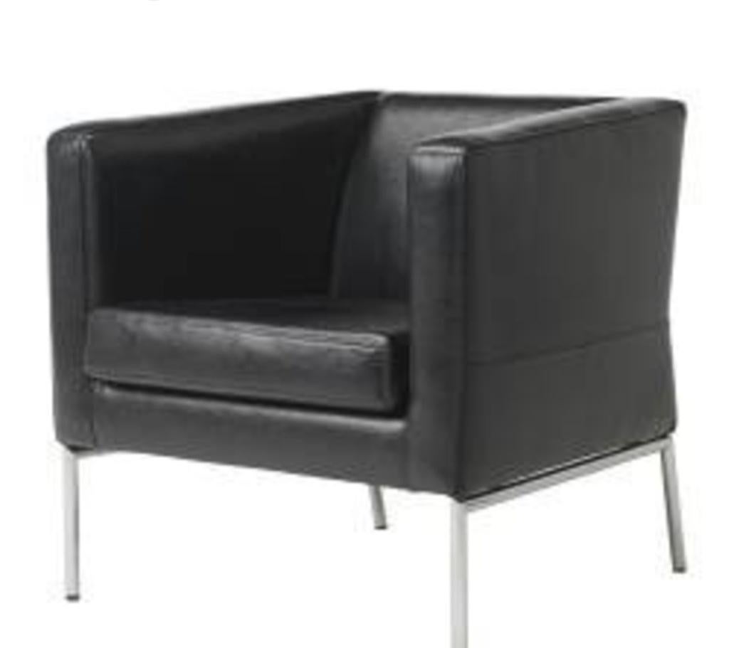 Klappsta leren stoel, zwart, Huis en Inrichting, Fauteuils, Ophalen, Gebruikt, Minder dan 75 cm, Leer