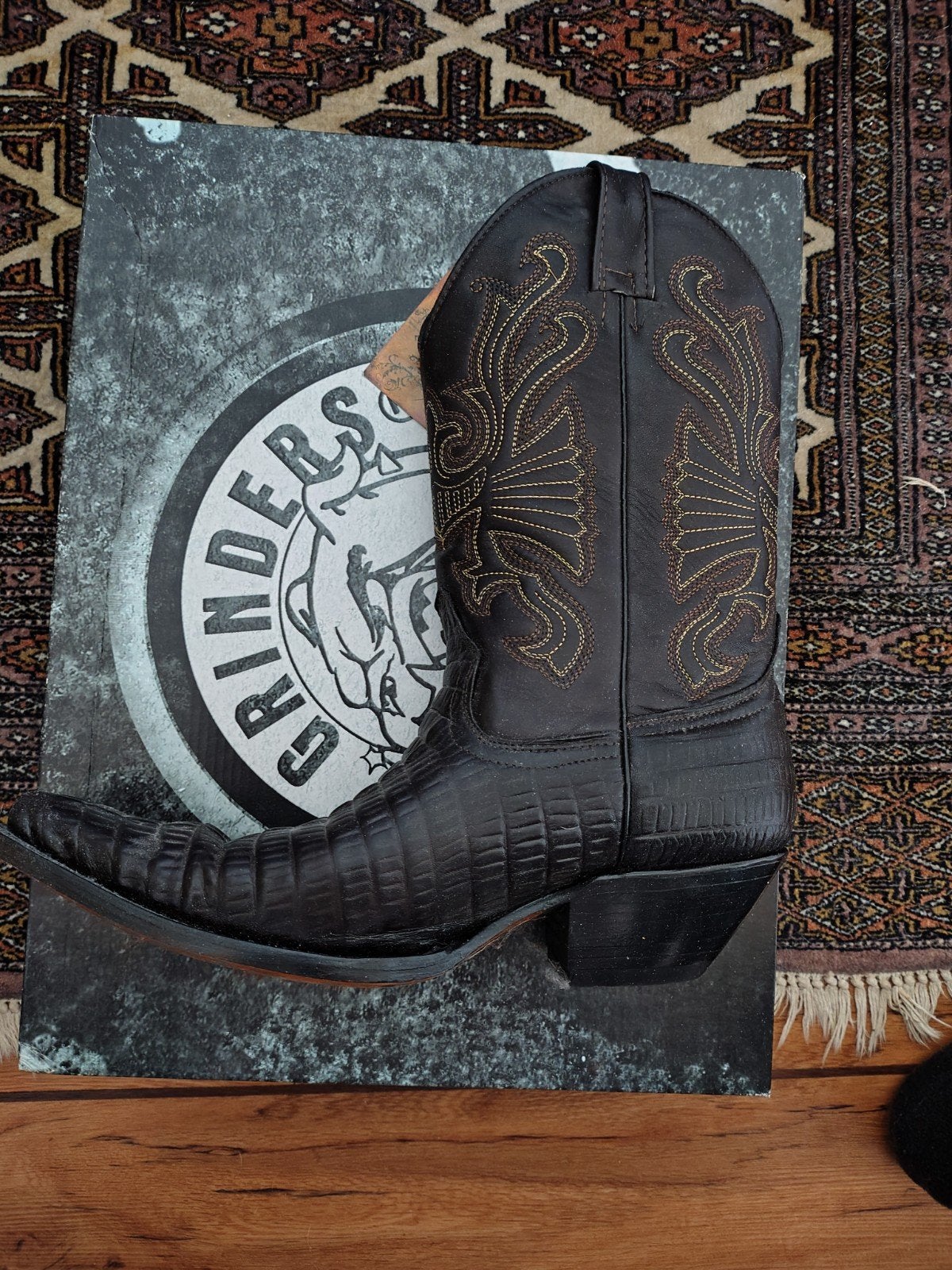 Grinders Cowboylaarzen - Zwart met Krokodillenprint, Ophalen, Zwart, Overige typen, Nieuw