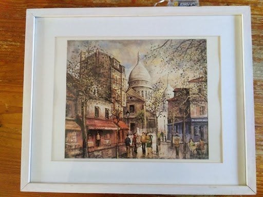 'Schilderij' Place Du Tertre, Paris, fait par Robert, Antiek en Kunst, Kunst | Schilderijen | Klassiek, Achter glas, Ophalen of Verzenden